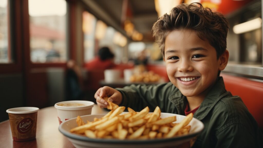boy eating fries