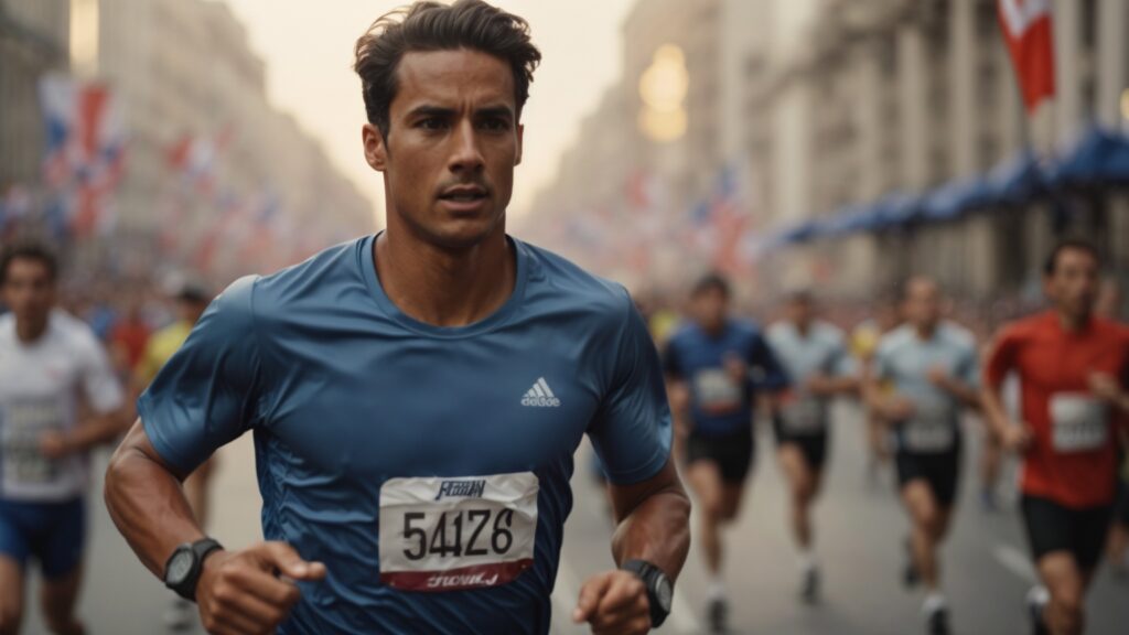 man running in a marathon 